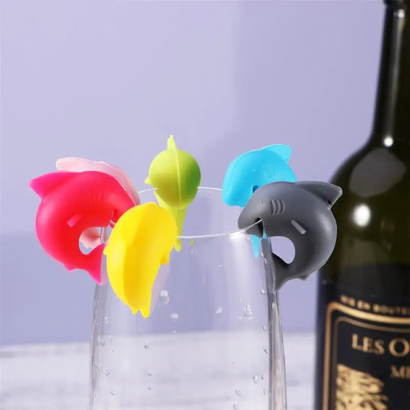 6 шт творческие шармы для Винных Бокалов знак силиконовый зонтик рыбы форма цветка маркер на стакан для вина вечерние декор для бара принадлежности для вина