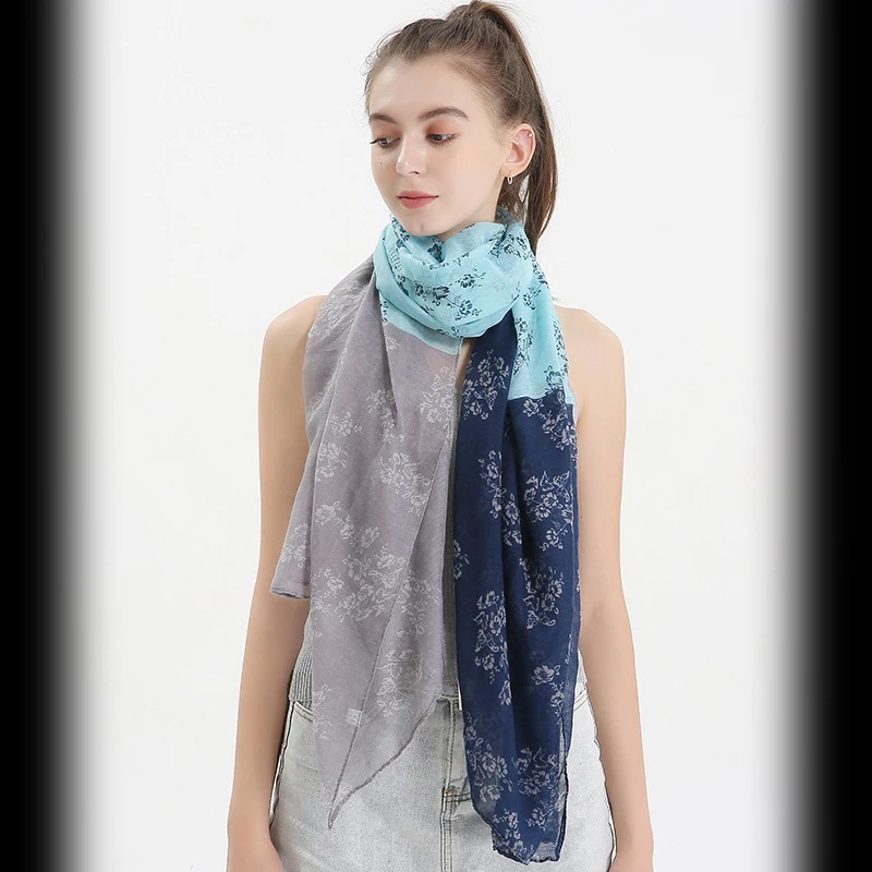 

ELIfashion Fashion Scarf Long Soft Three Parts Flora Mixed Colors Wrap Ladies Polyester Scarves Luxury Shawl For Women
