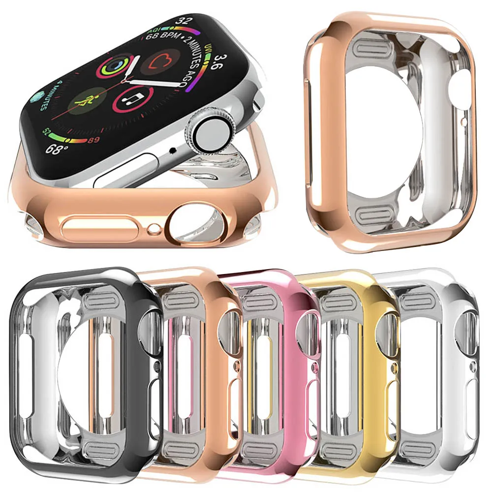 Чехол для часов Apple Watch 5, 4, 3, 2, мягкий защитный чехол из ТПУ, защита от падения 40 мм, 44 мм, 38 мм, 42 мм, аксессуары для Apple Watch