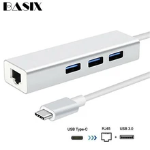 Basix USB C концентратор USB C Ethernet адаптер для Ethernet 1000 Мбит/с RJ45 LAN адаптер USB-C сетевая карта гигабитный Интернет для Macbook pro