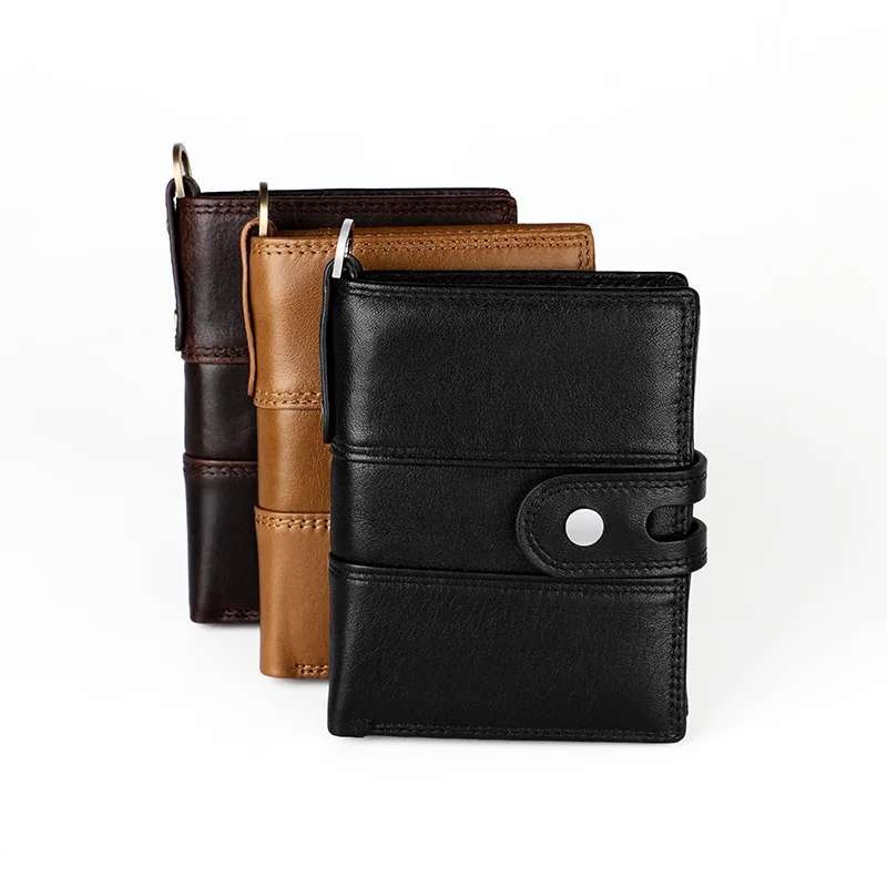 Cow Leather Men Wallets with Coin Pocket Vintage Male Purse Function Brown Genuine Leather Men Wallet with Card Holders