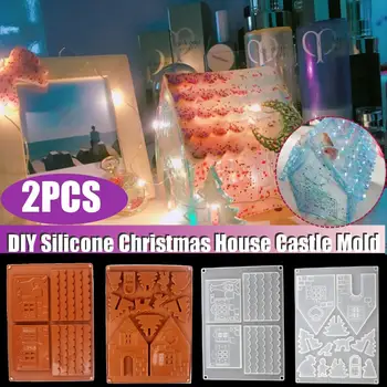

New 2Pcs/set DIY Christmas House Castle Mold Christmas Cookie Set Biscuit Mold Wedding Home Decor Baking Tool
