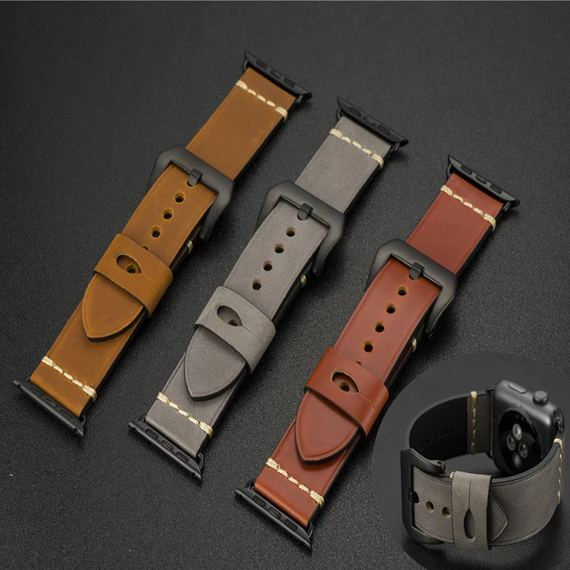 

Genuine Leather Soft Smart Watch Bands Strap for Apple Watch Series 5 4 3 2 1 Replacement Bracelet Loop for iWatch 38/40/42/44mm