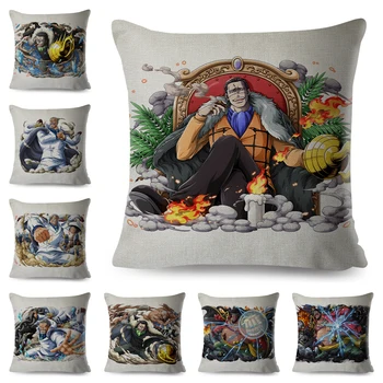 

One Piece Garp Crocodile Teach Pillow Case Cartoon Cushion Cover for Sofa Home Car Chair Decor Anime Linen Pillowcase 45x45cm