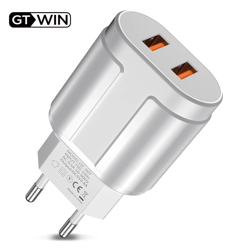 GTWIN Quick Charge EU/US Plug 2.4A двойной USB адаптер для быстрой зарядки настенное