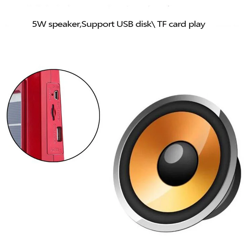 Зарядное устройство на солнечной энергии, FM радио, TF, USB динамик, внешний аккумулятор, мощный светодиодный фонарик с европейской вилкой