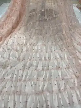 

Embroidered Net Fabric with beads With super Quality Sophia-9.5810 African Tulle Lace Fabric For party Dress