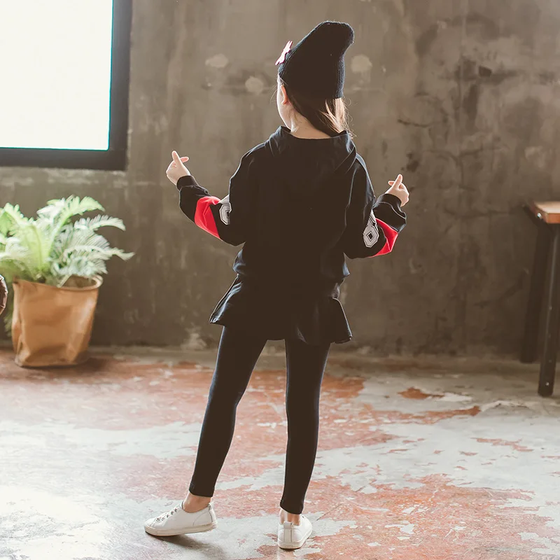 

CHILDREN'S Garment 2019 New Style Spring Clothing Middle And Large Set Korean-style Girls Child Fashionable Loose-Fit Hoodie Cas
