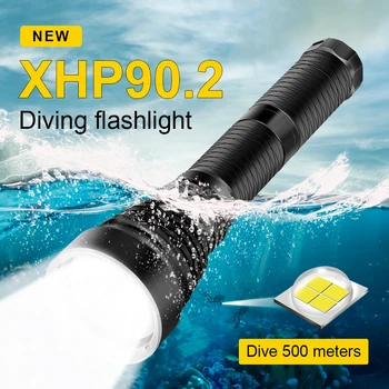 

XHP90.2 professional diving LED flashlight 18650 underwater 500M deep sea handheld lamp IP68 highest waterproof diving LED torch
