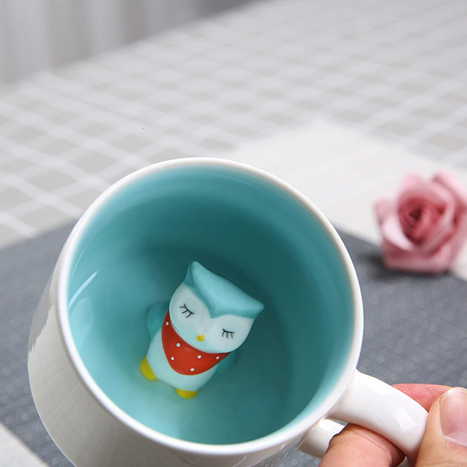 Творческий мультфильм Кот пиво кофейные кружки 3D милые животные внутри кружка для детей офисные школьные чашки молока