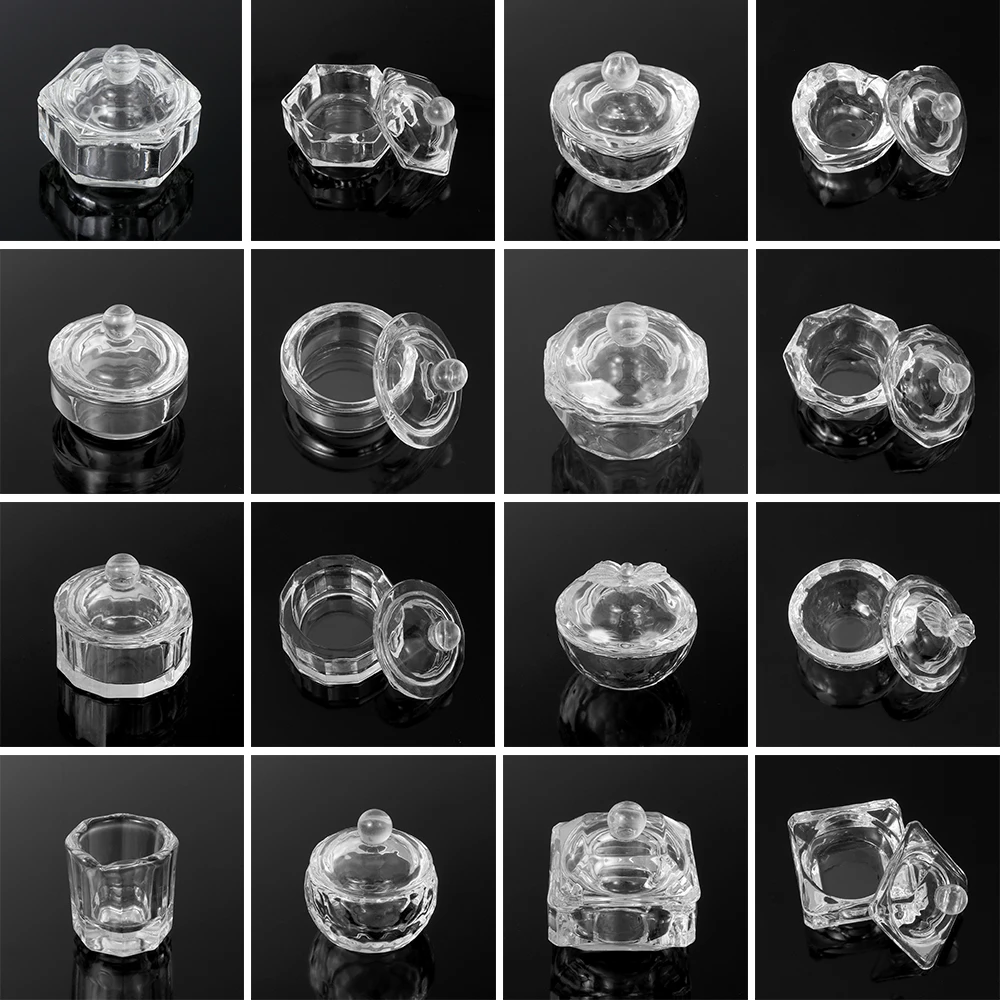 Мульти стили 1 шт стеклянная чаша для ногтей с кристаллами Dappen Блюдо Arcylic