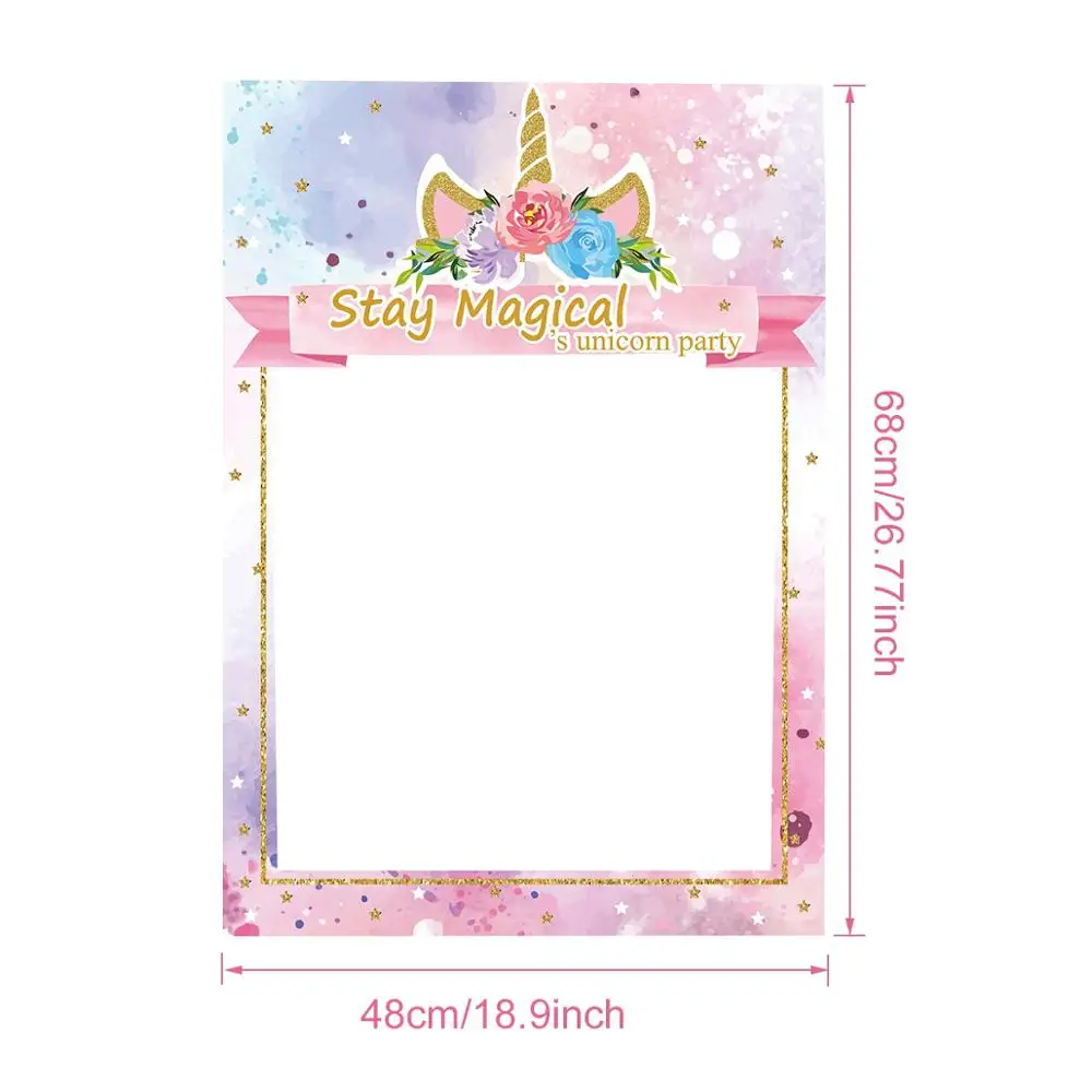 Единорог Photo Booth Prop вечерние фоторамки день рождения, детский душ украшения вечерние принадлежности