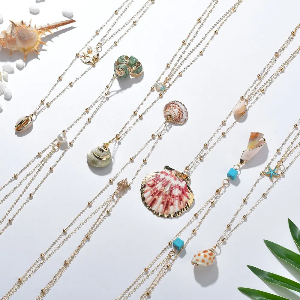 

Women Bohemian Natural Phnom Penh Shell Necklace Sea Beach Shell Pendant Summer Jewelry