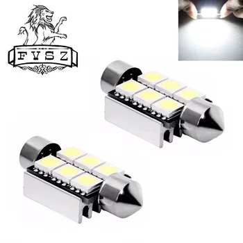 

2Pcs Auto Bulb Festoon-39mm C5W led C10W Interior light 39mm 6SMD 5050 COB Reading Dome Lamp 12V 24V 6000K White