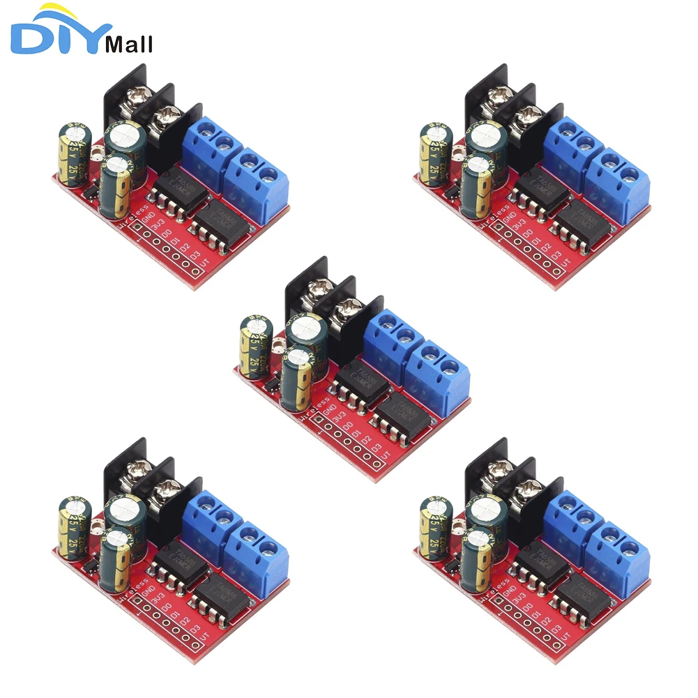 

5pcs 5A Dual DC Motor Drive Module Remote Control Voltage 3V-14V Reverse PWM Speed Regulation Double H Bridge Super L298N 5AD