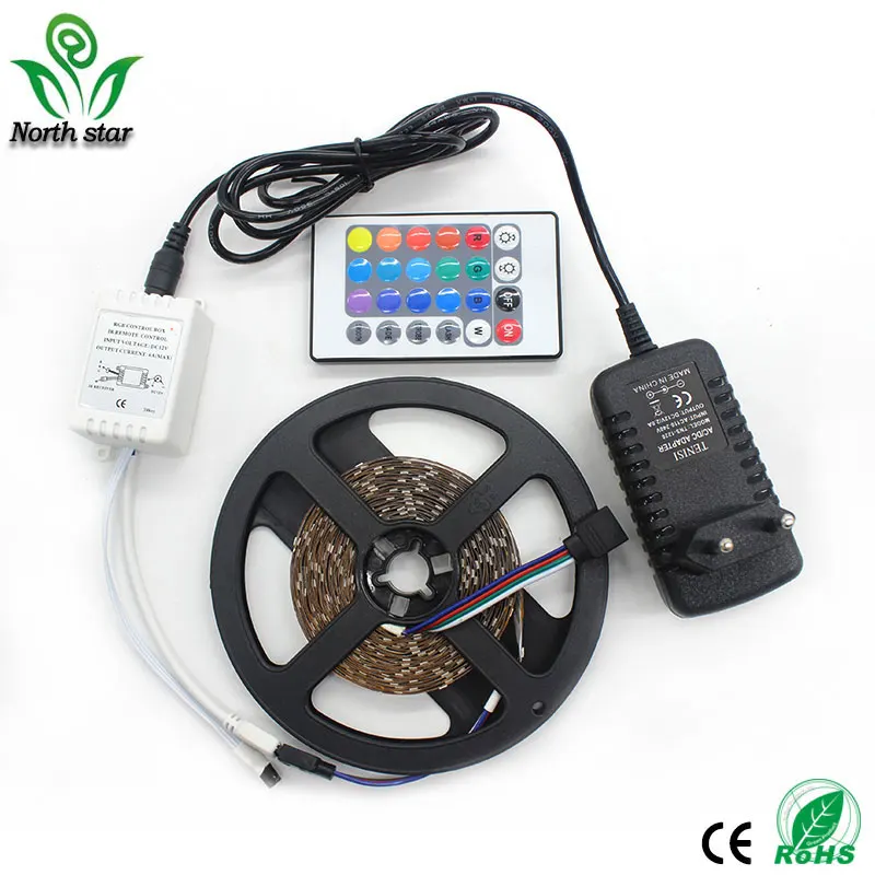 Светодиодный светильник RGB 3528 SMD 2835 гибкая лента fita светодиодный 5 м 1 диод DC 12 В +