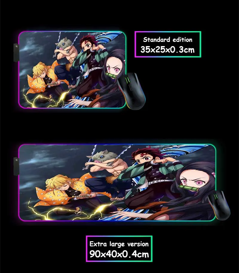 XGZ милые девушки компьютерный стол коврик черный замок край аниме Demon Slayer Kimetsu No Yaiba пользовательский большой RGB коврик для мыши резиновый нескользящий