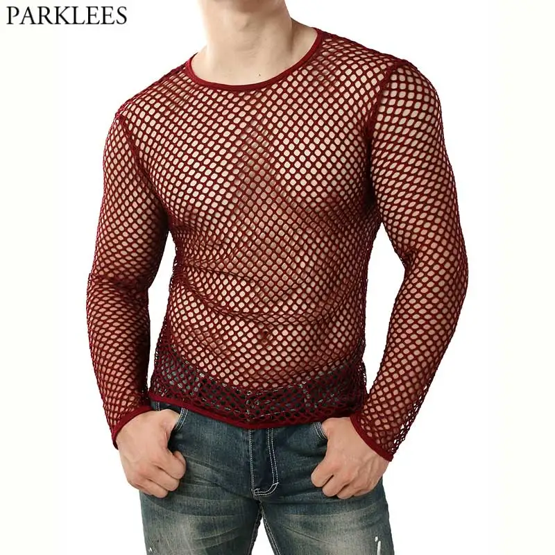 Red Transparent Muscle Undershirts Men 