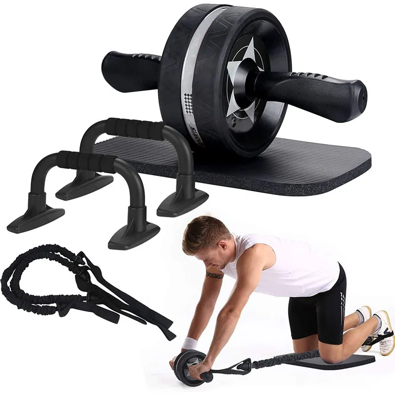 UFLGDUS Ab Roller Wheel 6-in-1 Fitness Roller Kit with Knee Pad Resistance Bands Perfect Abdominal Wheel Abdominal Trainer