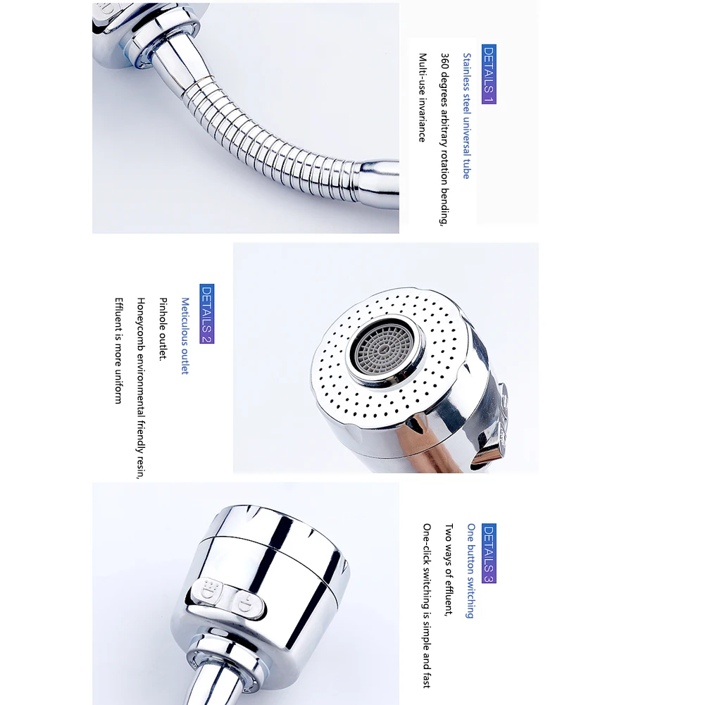 Kitchen 360 Degree Rotary Bathroom Faucet Durable Universal Accessories Adapter Pressurized Extender Home Filter Anti-splash