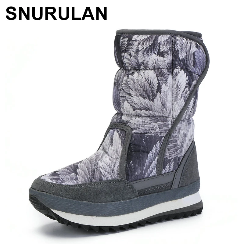 SNURULAN/женские тканевые ботинки, цветочный принт, зимние разноцветные сапоги, Легковесная поливинилацетатная подошва, подкладка из толстого
