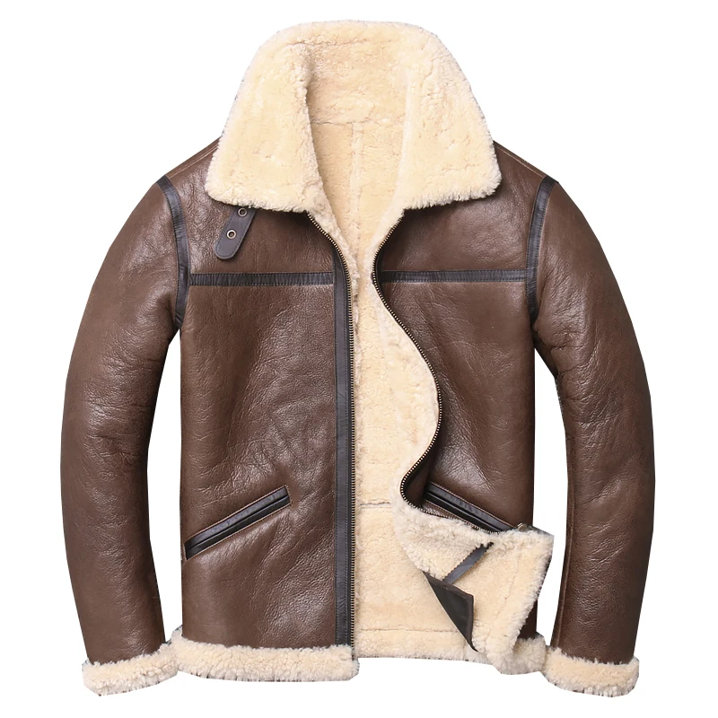 Коричневое мужское умное повседневное пальто из овчины большого размера XXXXL из натуральной овчины зимнее теплое модное натуральное пальто из овчины