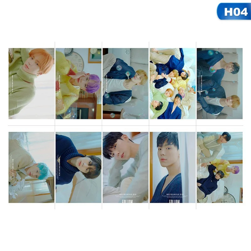 4 10 шт./компл. K-pop монста х альбом липкий фотокарточек новая модная обувь с украшением в виде кристаллов наклейки карт - Цвет: 4