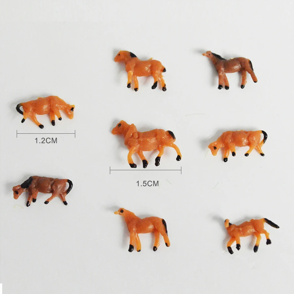 

1:150 Scale Model Painted Brown Horses For Diorama Miniature Model Prairie Animals Landscape Layout