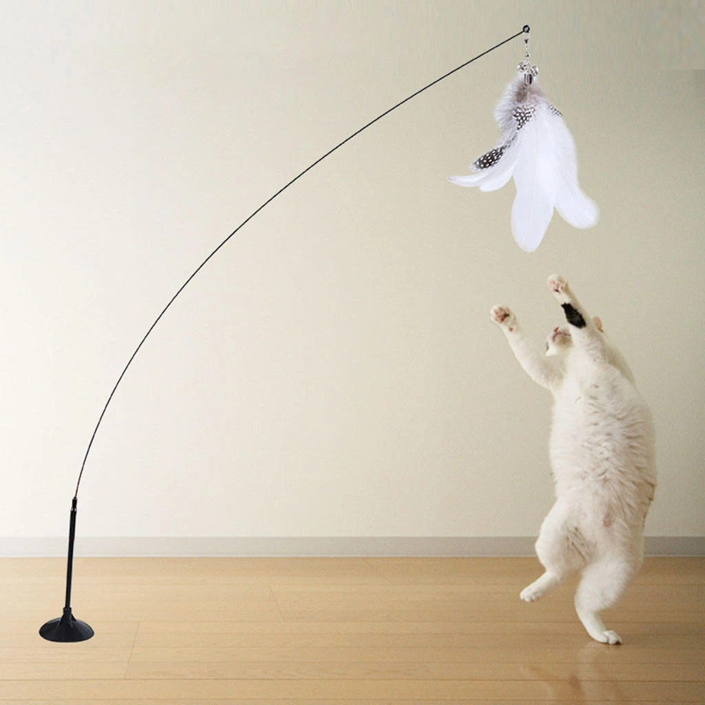 Simulation Bird interactive Cat Toy Funny Feather Cat Stick with Bell Cat Playing Teaser Wand Toy for Kitten Cat Supplies