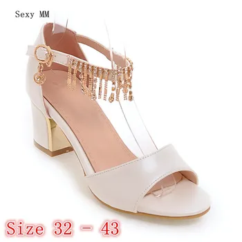 

Women Gladiator Sandals Square High Heels Summer Pumps Shoes Woman High Heel Sandals Small Plus Size 32 33 - 40 41 42 43
