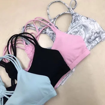 

2020 Wmen bra with Padded quality fitness tank black Pink print bra