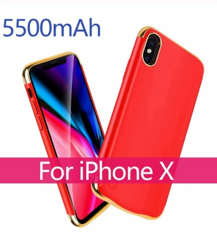 5500 мАч 6000 мАч чехол для телефона для iPhone X XR Xs Max Poverbank резервный внешний аккумулятор чехол для зарядки телефона чехол для телефона - Цвет: For X Red