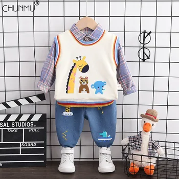 

Newborn Baby Clothes 2020 Autumn Winter Baby Boys Clothes Casual Knitted Vest +T-shirt + Jeans 3 pcs Infant Suit Baby Girls Set