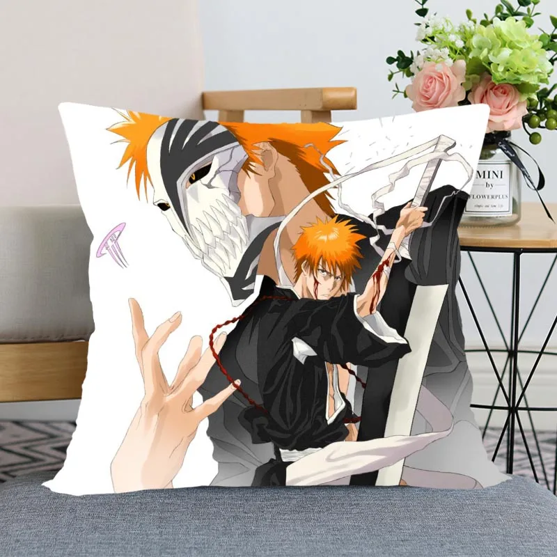 

New Arrival Ichigo kurosaki Pillowcase Wedding Decorative Pillow Cover Custom Printed Soft Satin Fabric Pillow Cases Not Fade