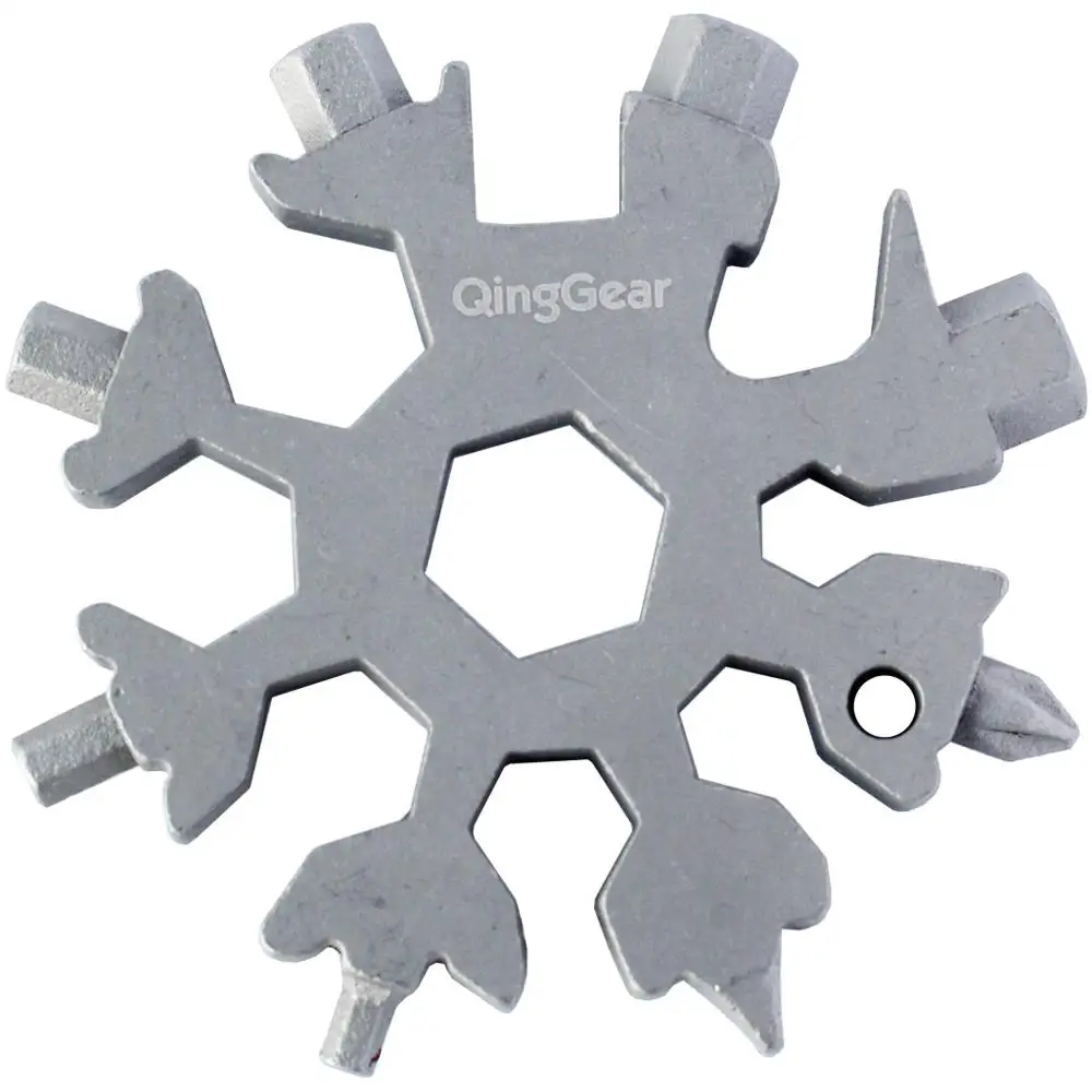 Silver QingGear 19 в 1 ключ в форме снежинки Многофункциональный портативный гаджет EDC инструмент многофункциональный ключ - Цвет: Silver