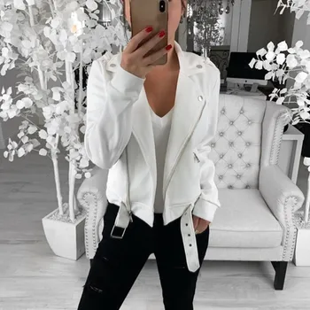 

Autumn Women Black Slim Cool Lady Jackets Female Zipper Femme Outwear Plus Size Coats Long Sleeve Basic Jackets