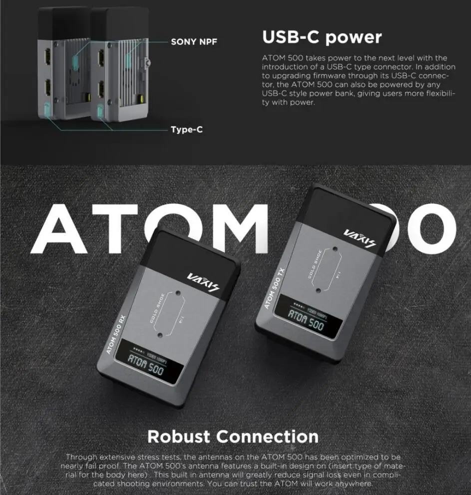 Vaxis ATOM 500 Беспроводная передача двойной HDMI 1080P для камеры на Ronin-S стабилизация Vedio монитор/iPad/iPhone ресивер