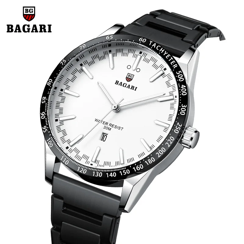 

Bagari New Style Simple Christmas Hot Selling Steel Belt Brand Watch Men Night Light Waterproof Watches