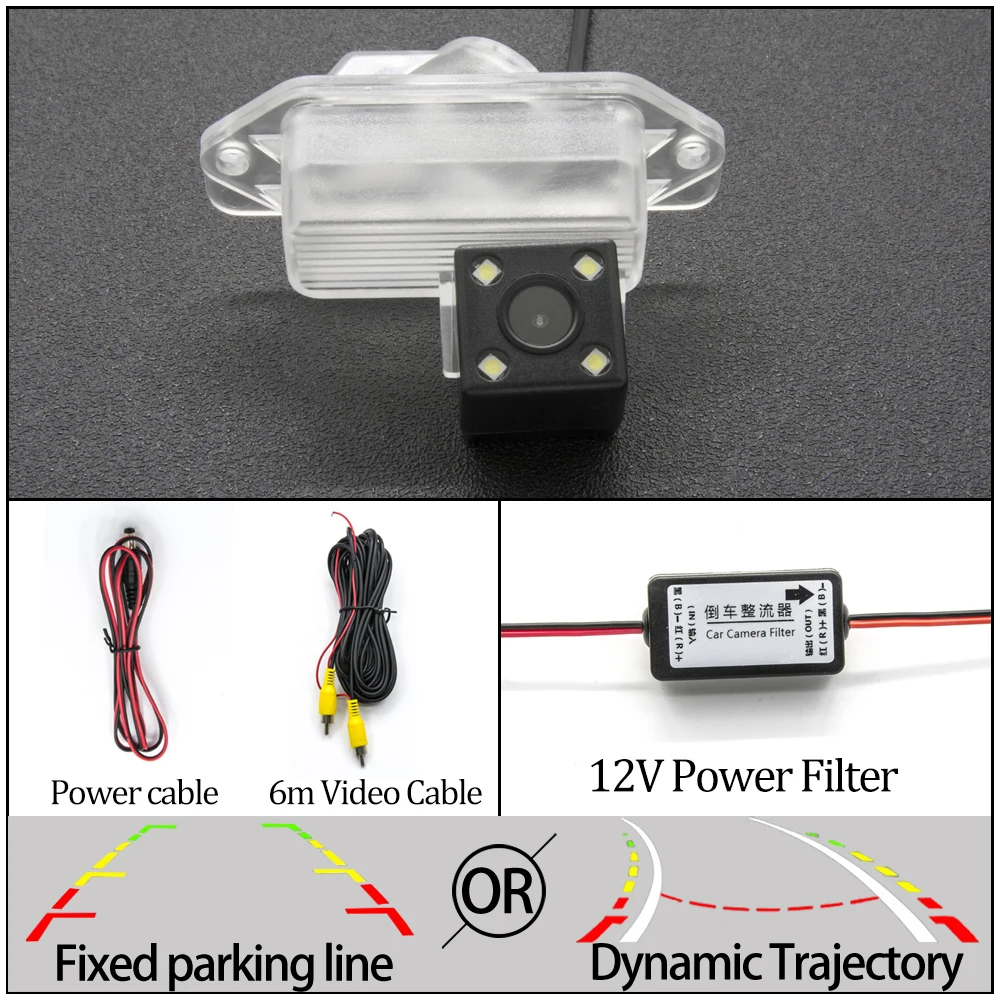 Фиксированная или динамическая траектория Автомобильная камера заднего вида для Mitsubishi Outlander Airtrek/lancer EX Pajero Savrin автомобильный парковочный монитор - Название цвета: 4LED Camera N Filter