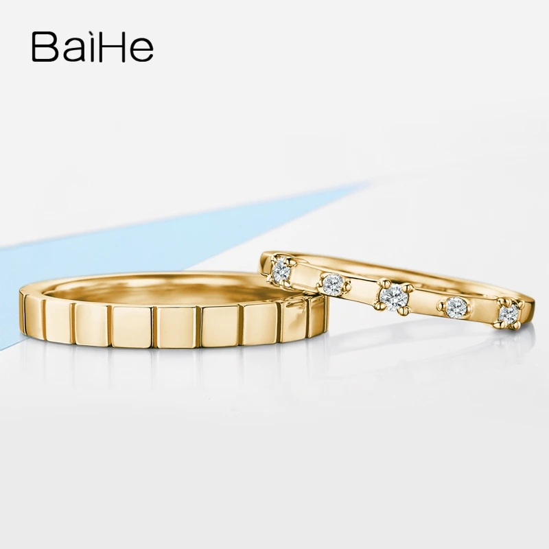 BAIHE Solid 18K Белое Золото 0.18CT Сертифицированный H/SI круглый натуральные бриллианты свадебные женские модные обручальное кольцо ювелирные изделия