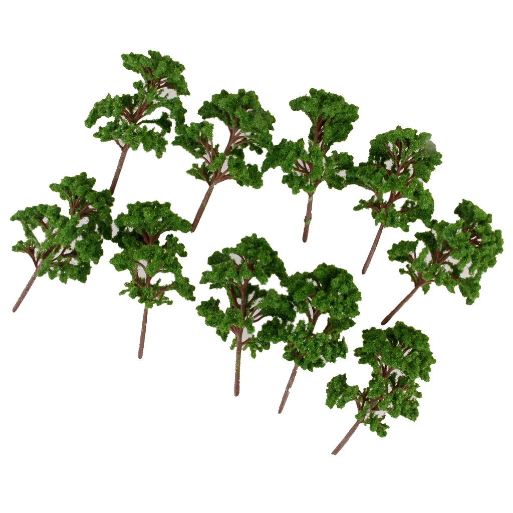 10pc Green Trees Model 1:75 Train Railway Forest DIY Landscape Scenery 12cm