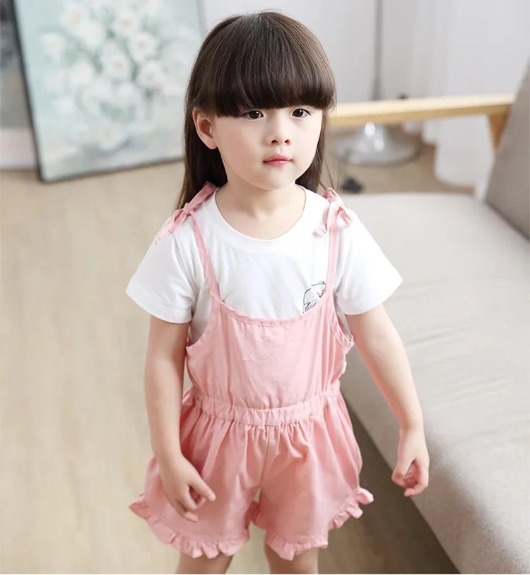 Летняя одежда для девочек новые стильные штаны на подтяжках детские летние штаны из чистого хлопка комбинезоны для девочек