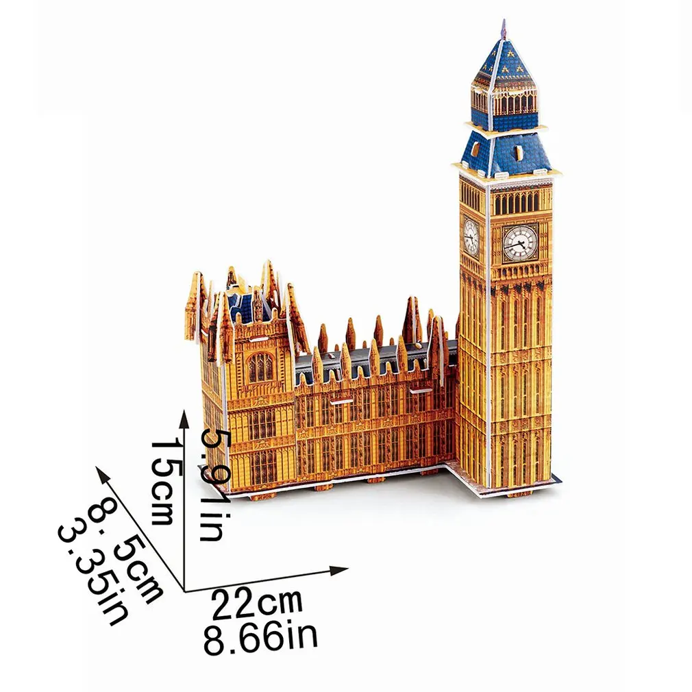 Big Ben Мини Волшебный мир архитектура Эйфелева башня Статуя Свободы карты бумаги 3d головоломки строительные модели развивающие игрушки для детей - Цвет: Big Ben
