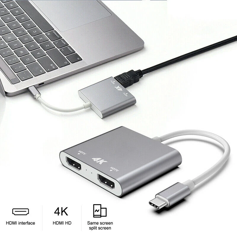 ABKT-type-C-HDMI высокое разрешение 4K тот же экранный преобразователь 1 вход 2 видео кабель Разделенный экран видео кабель конвертер