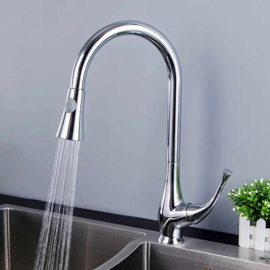 

Kitchen Faucet That Family Hot And Cold Water-Pull Two Feature Shower Rotating Washing Basin Sink Faucet