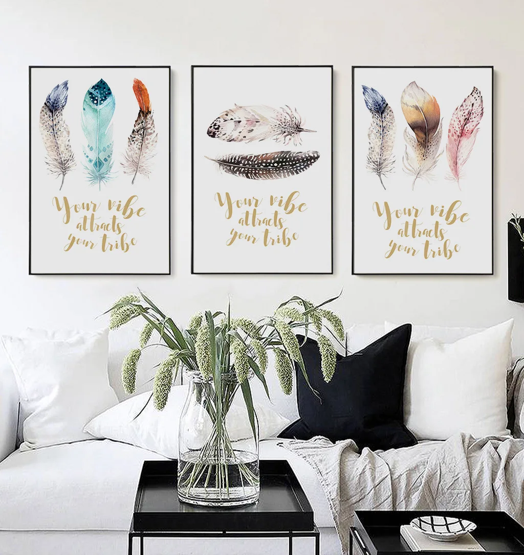 

Hipster Northern European-Style Decorative Painting Core Feather Frameless Painting Living Room Corridor Art Hanging Painting Hi