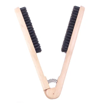 

Women Anti Static Wooden Salon V-shaped Styling Portable Straightener Brush Durable Clamp Bristle Hair Comb Hairdressing Tool