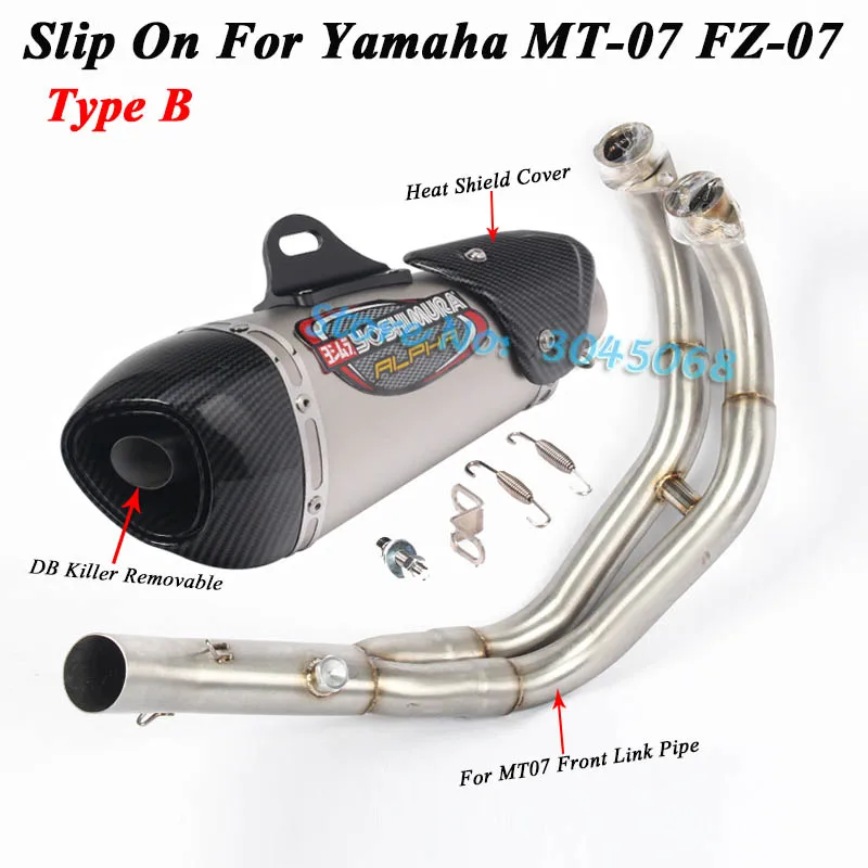 Полная система мотоцикла Yoshimura выхлопная труба Escape для Yamaha MT-07 FZ-07 MT07 Модифицированная Передняя труба глушителя дБ глушитель - Цвет: Type B