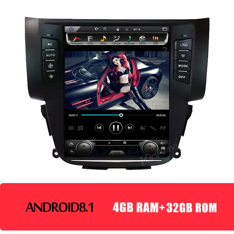 Android Car Radio KiriNavi вертикальный экран Tesla стиль 10," Android 8,1 автомобильный Dvd мультимедийный плеер для Nissan Sylphy радио Automotivo 2012 - Цвет: Android Car Radio