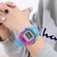 Градиентный цвет для женщин и девушек Водонепроницаемый светодиодный цифровые часы G стиль Дата Военный Спорт шок резиновые электронные студенческие часы Mujer